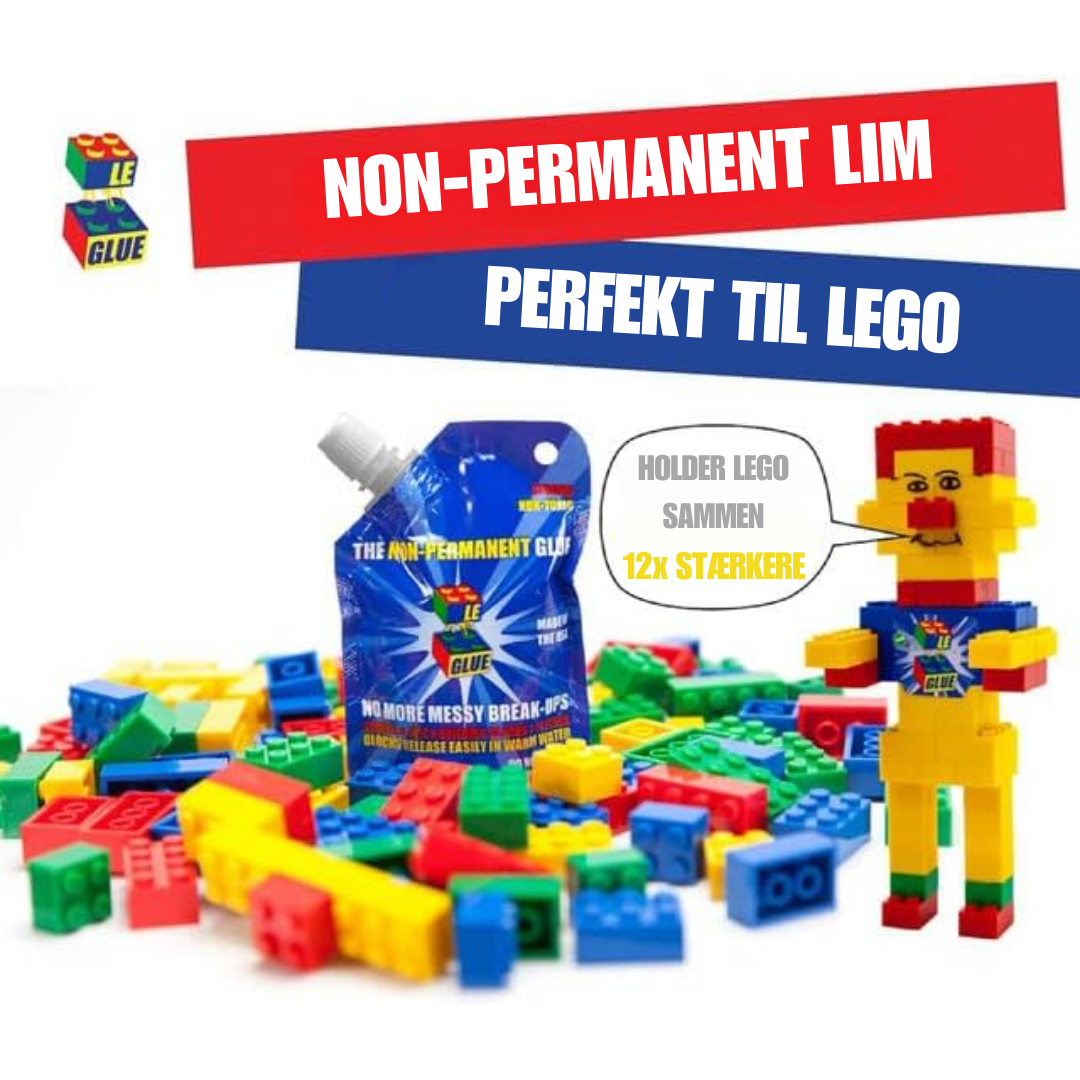 Le Glue - Lego Lim - Midlertidig Lim til Lego, som kan opløses i vand - Non-Permanent Glue - Giftfri & Sikker for Børn