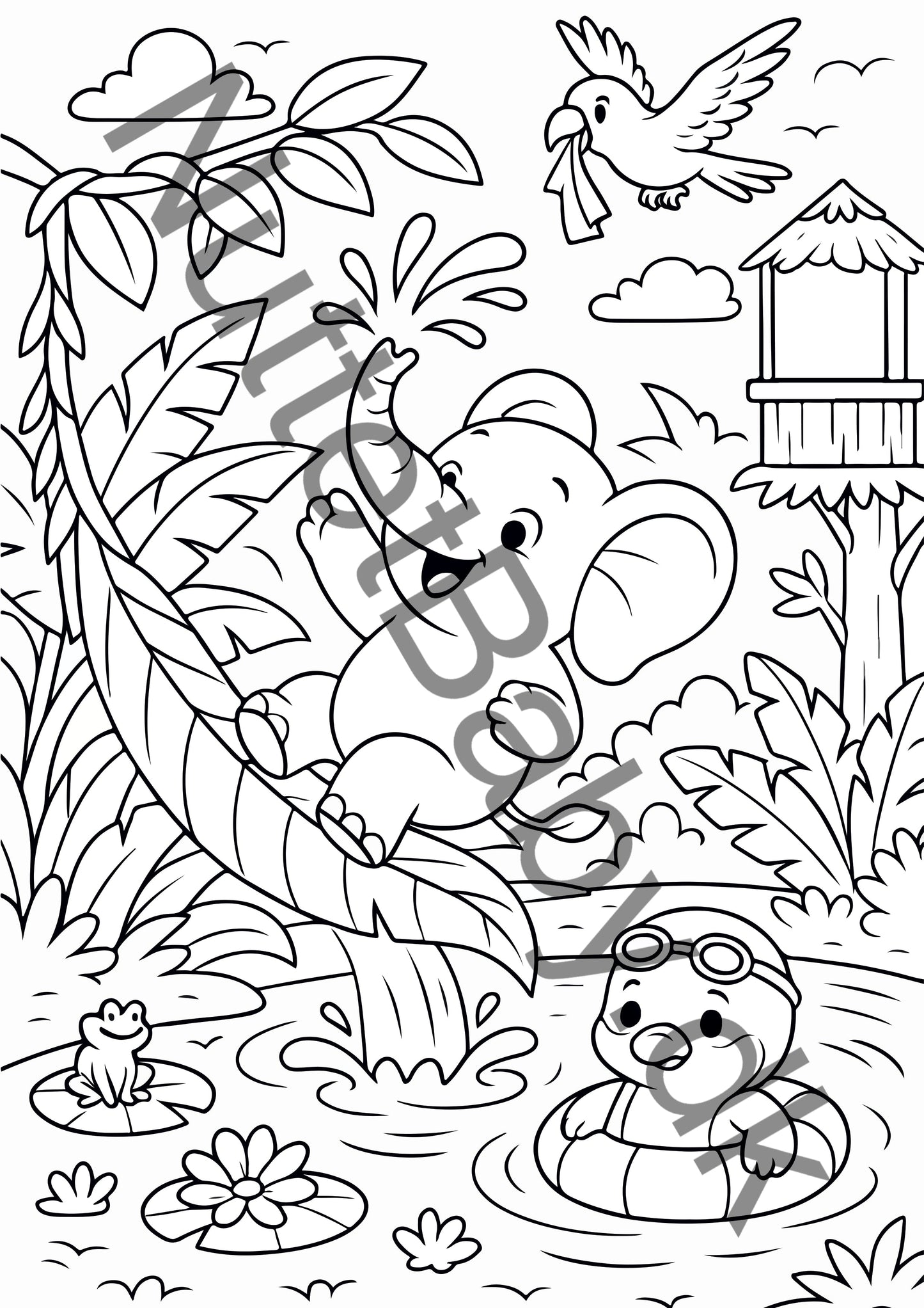 Elefant og and farvelægning