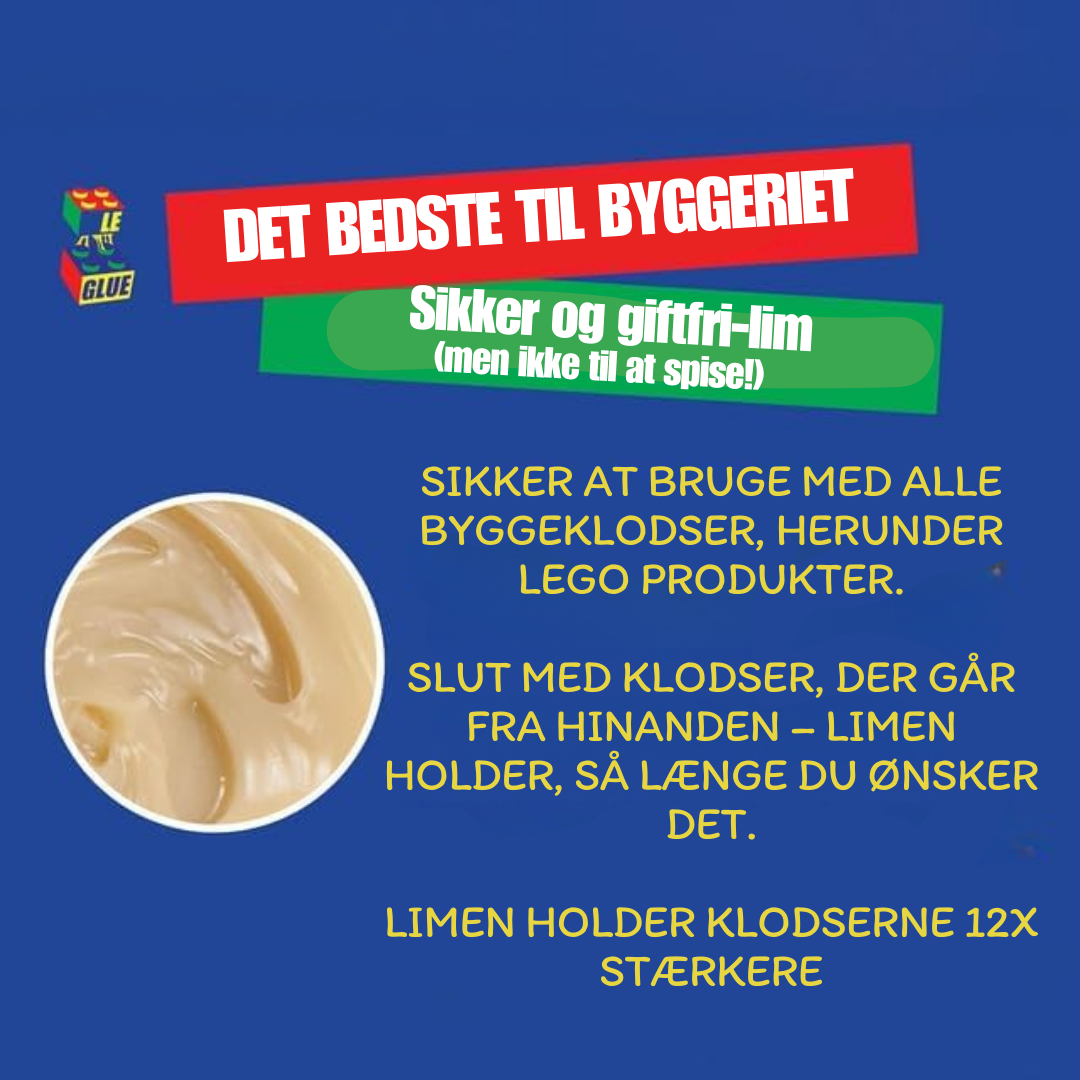Le Glue - Lego Lim - Midlertidig Lim til Lego, som kan opløses i vand - Non-Permanent Glue - Giftfri & Sikker for Børn