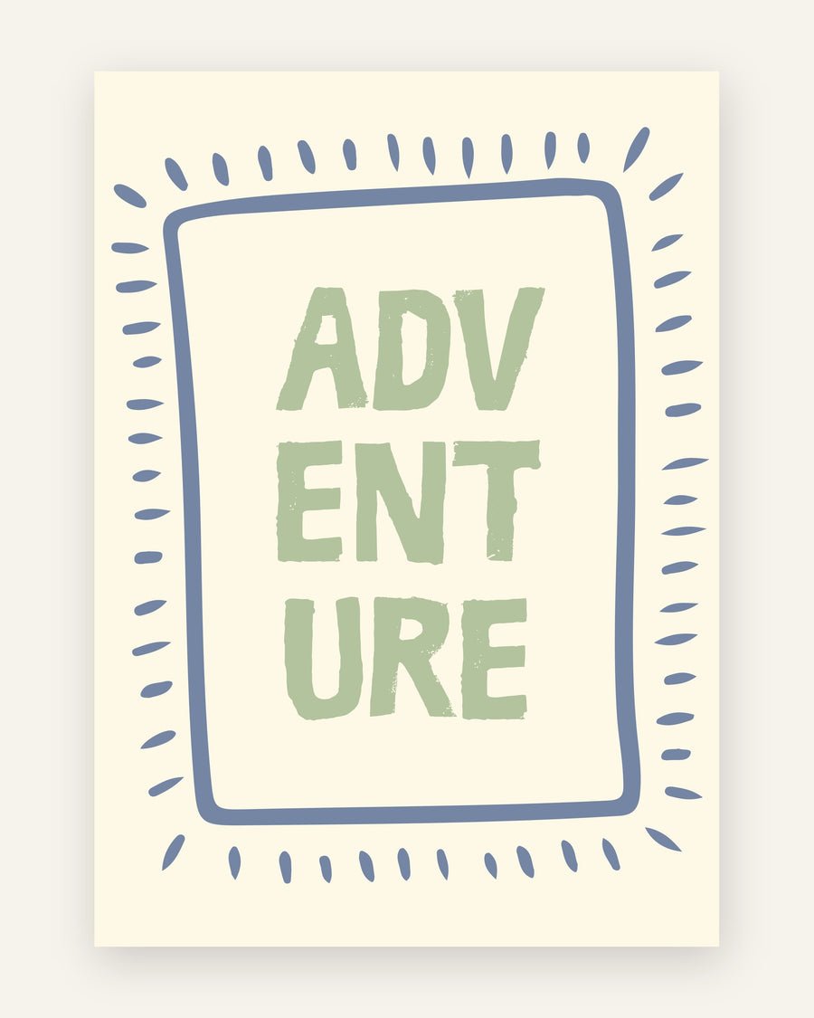 Børneplakat med adventure i grønne toner til børneværelset