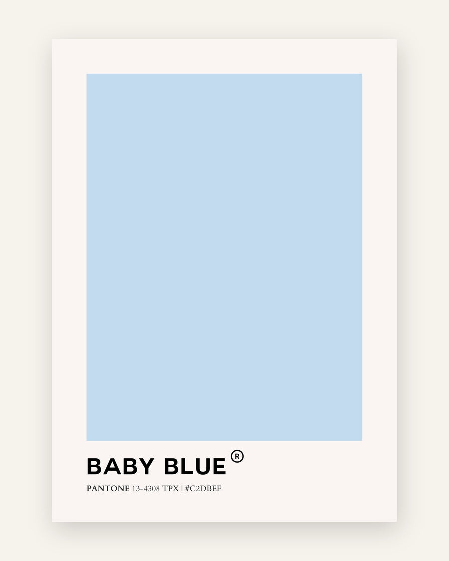Børneplakat med baby blue pantone i blå toner til drengeværelset