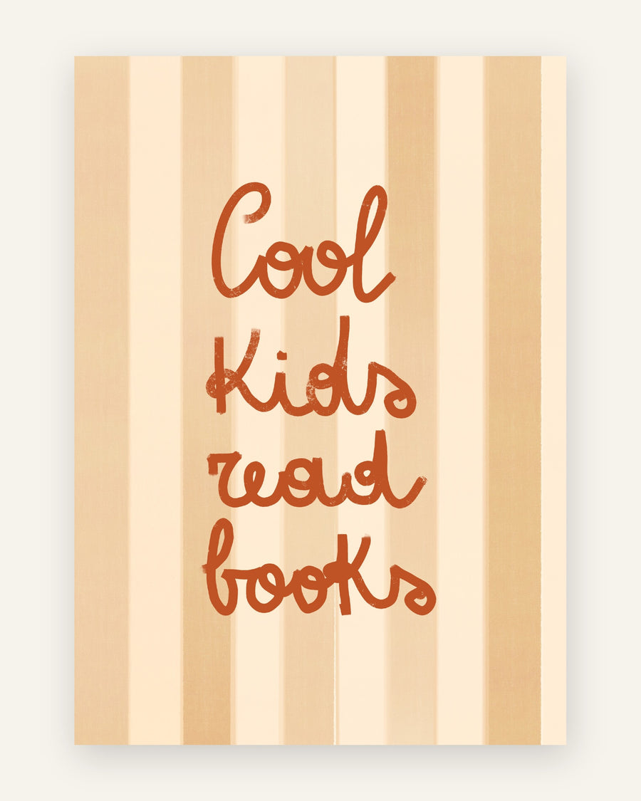 Børneplakat med cool kids read books i beige til børneværelset