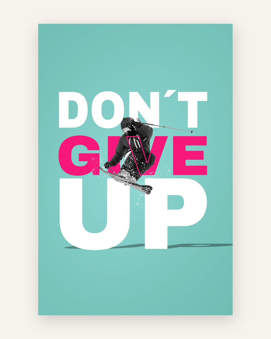 Børneplakat med don't give up i blå toner til børneværelset
