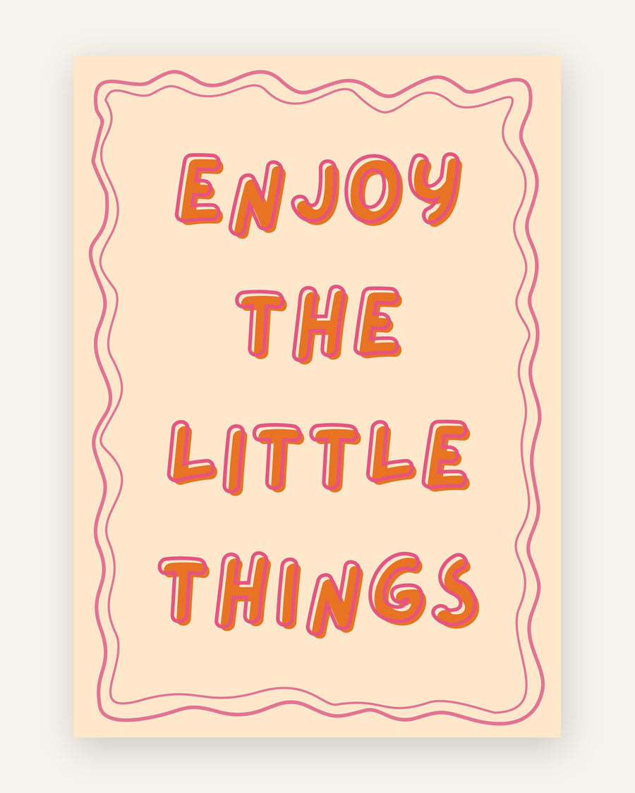 Børneplakat med enjoy the little things i orange toner til børneværelset