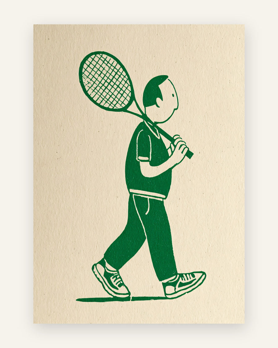 Børneplakat med gående tennisspiller til børneværelset