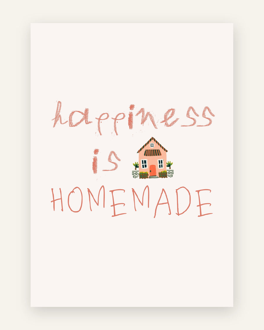 Børneplakat med happiness is homemade i terrakotta til børneværelset