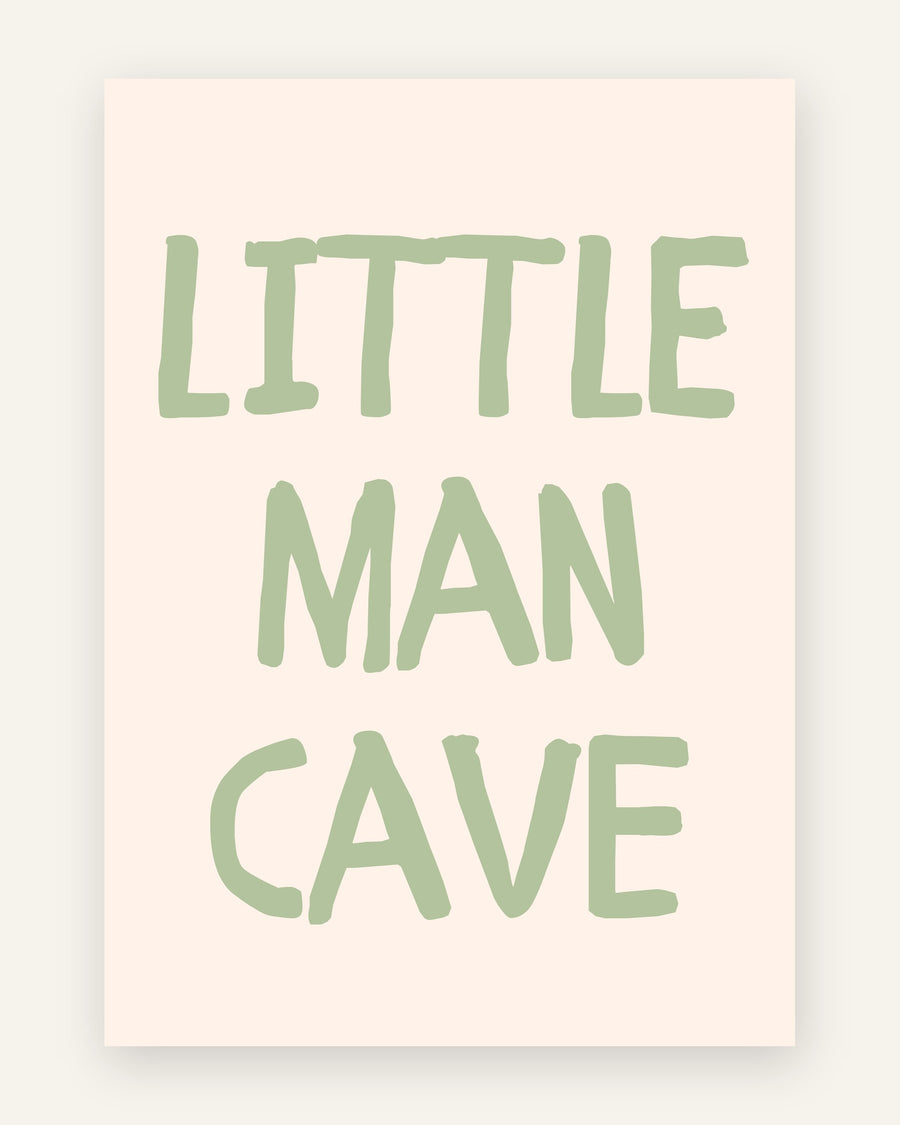 Børneplakat med little man cave i grønne toner til drengeværelset