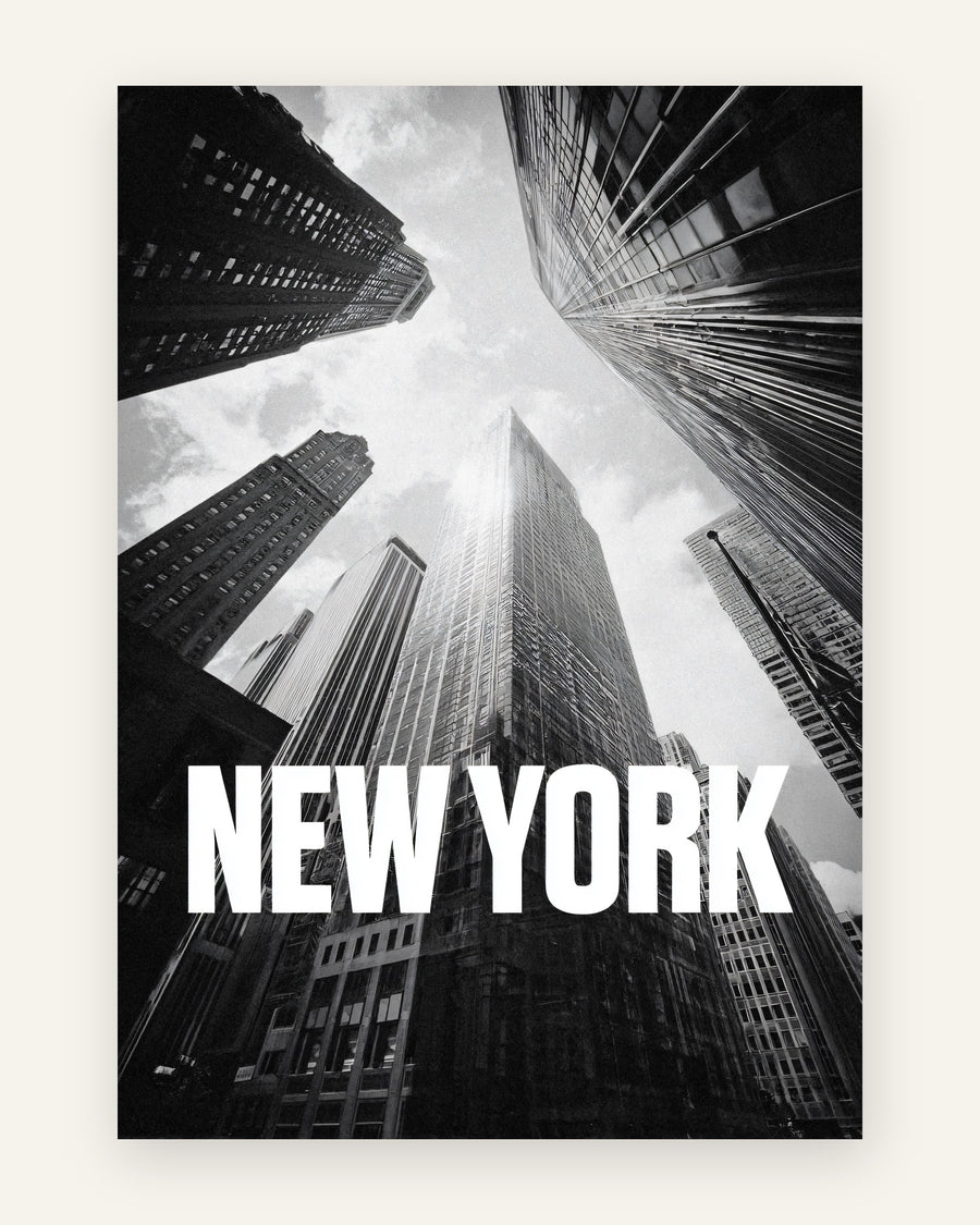 Plakat med new york skyskrabere i sort-hvid