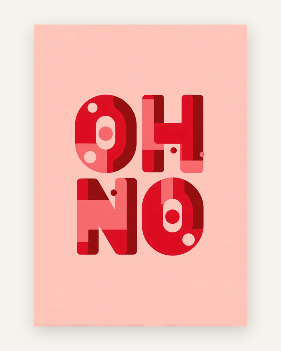 Børneplakat med oh no i lyserøde toner til børneværelset