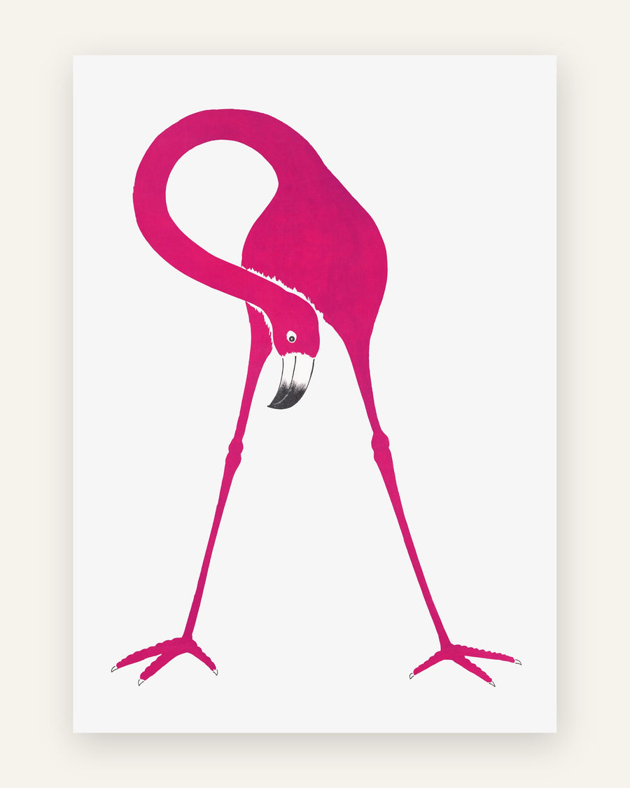 Børneplakat med pink flamingo i lyserøde toner til pigeværelset