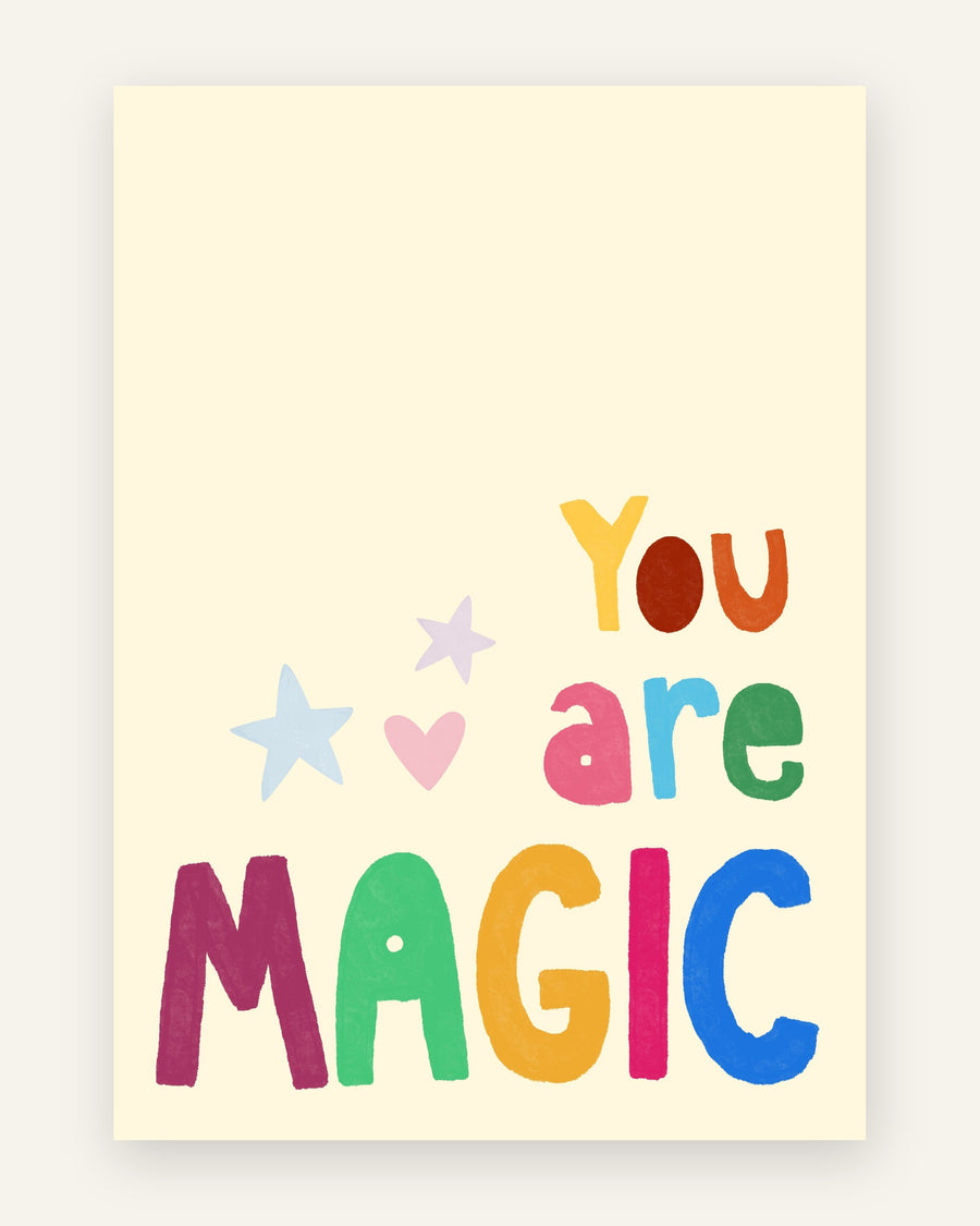 Børneplakat med you are magic i friske farver til børneværelset