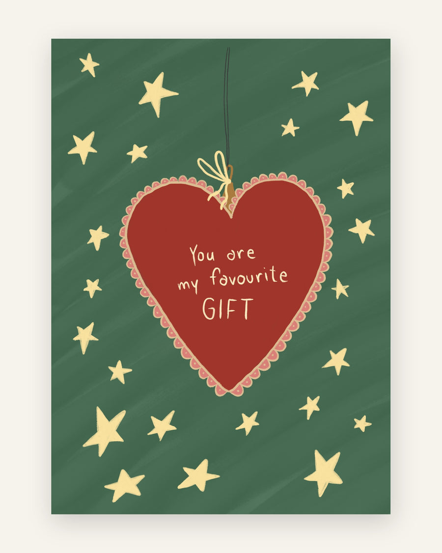 Børneplakat med you are my favourite gift i grønne toner til børneværelset
