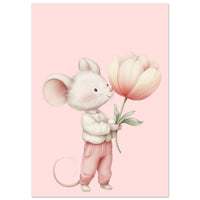 Sød mus med blomst plakat