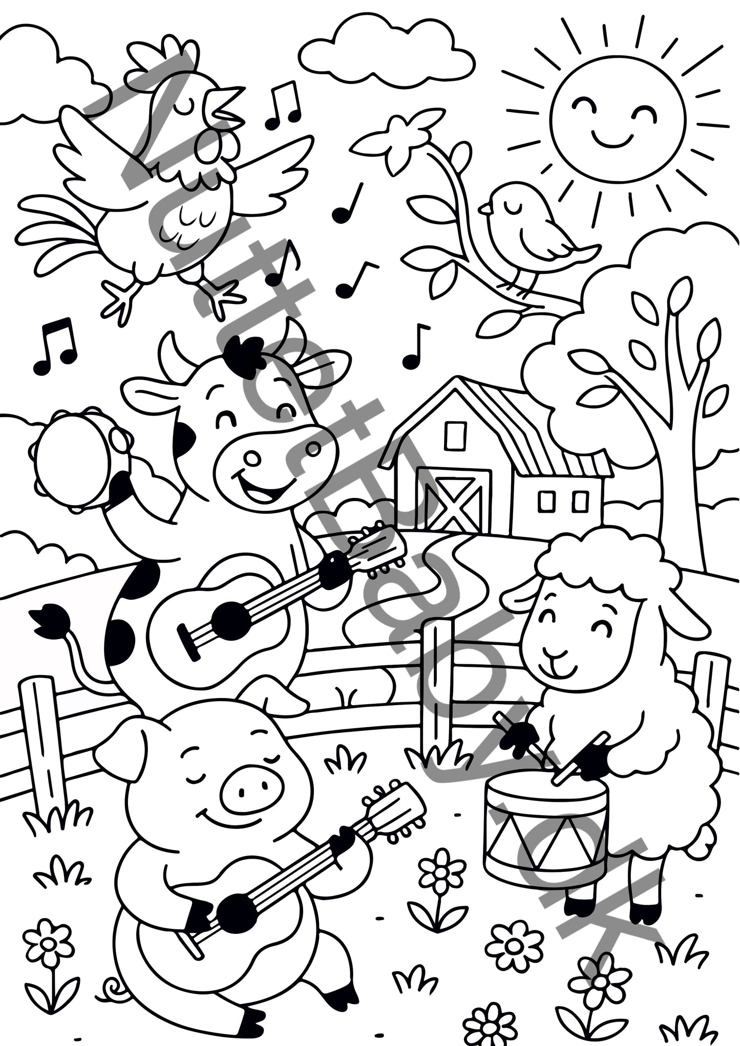 Musik på gården farvelægning