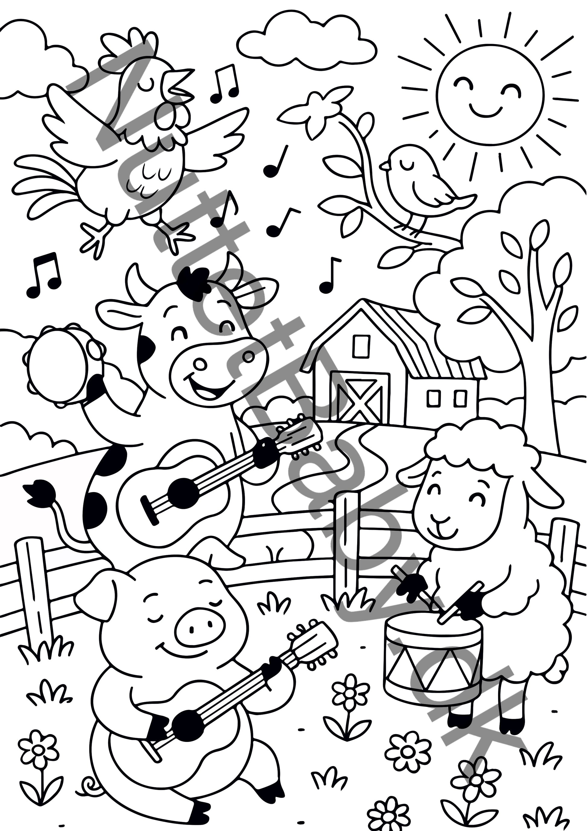 Musik på gården farvelægning