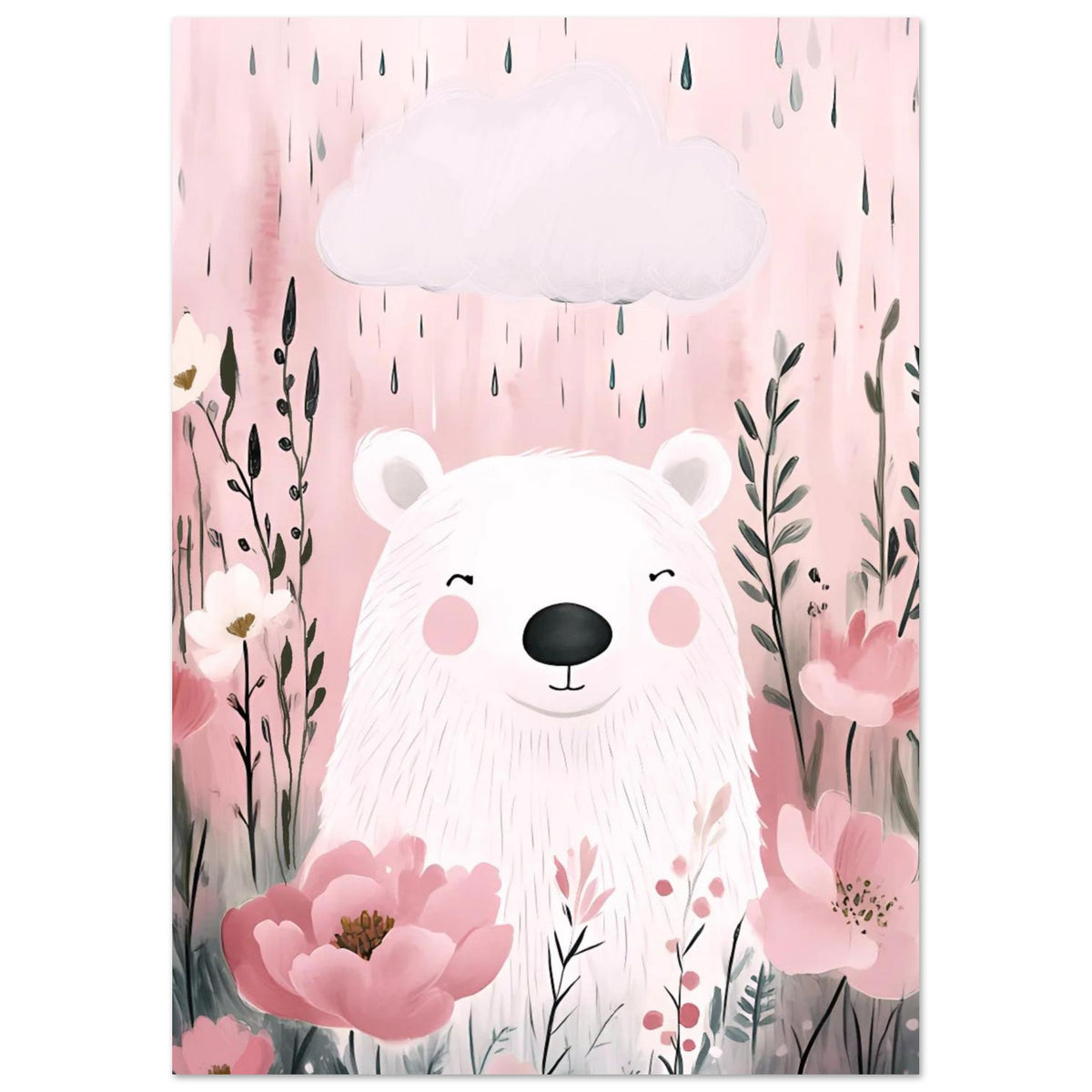 Bamse i blomster plakat
