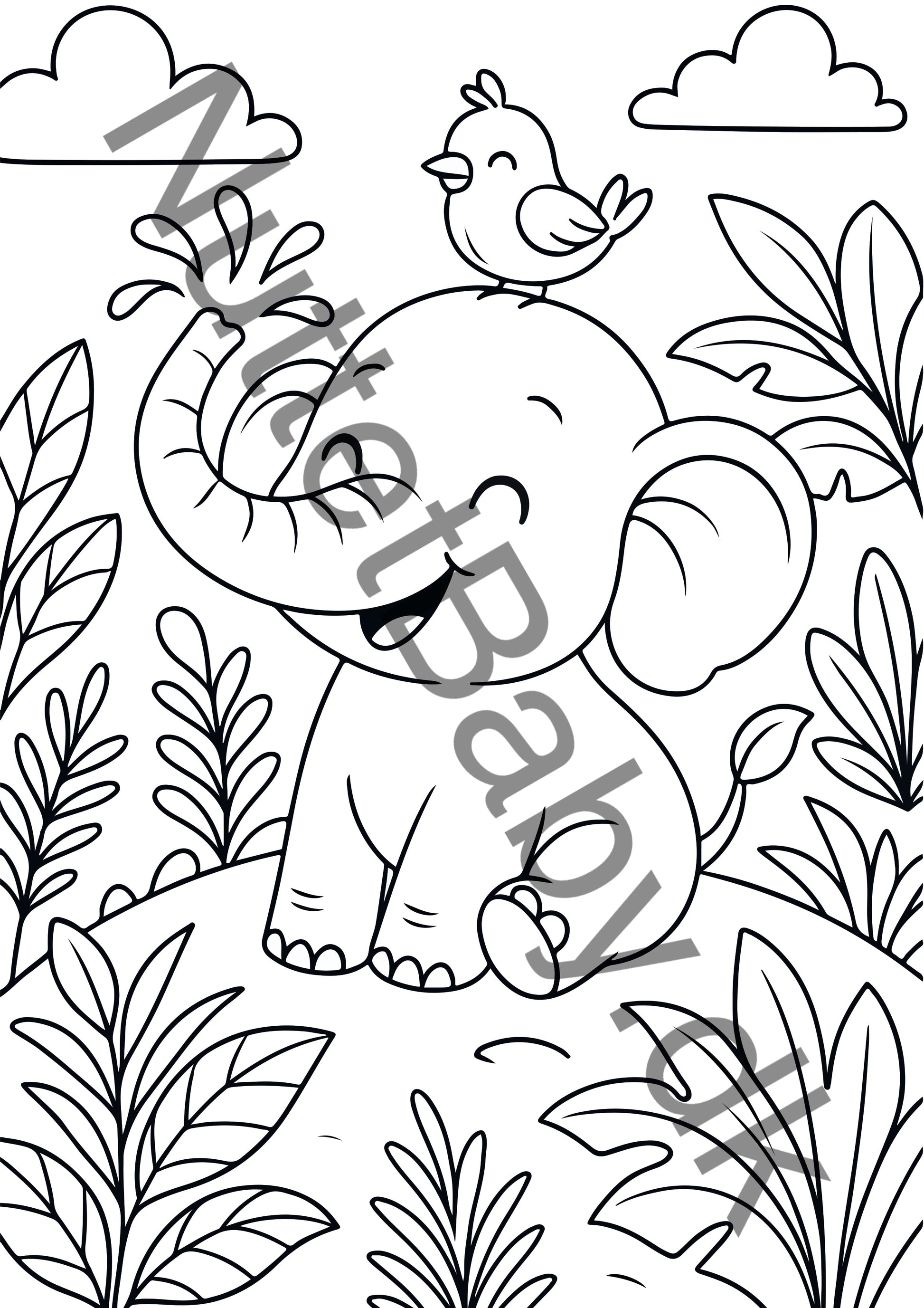 Elefant i junglen farvelægning