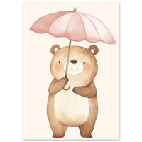Teddy mit Regenschirm Poster