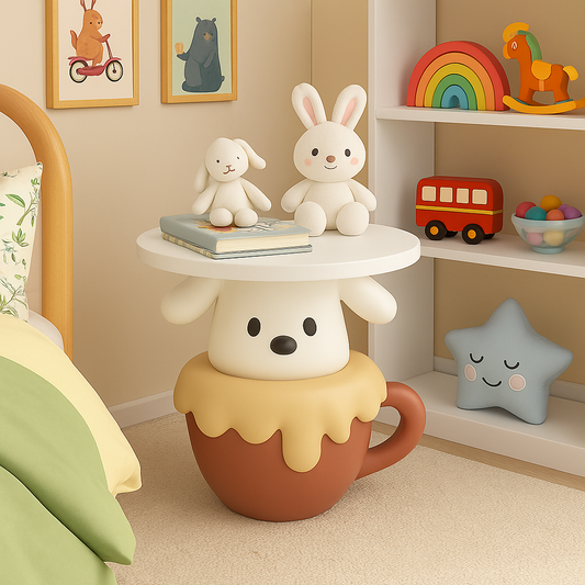 Sød hundeformet natbord – dekorativt natbord i tekop-design