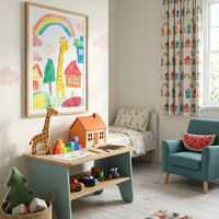Bunte Giraffe und Regenbogen Poster