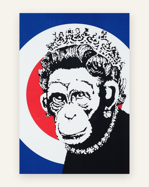 Plakat med abe dronning i blå toner