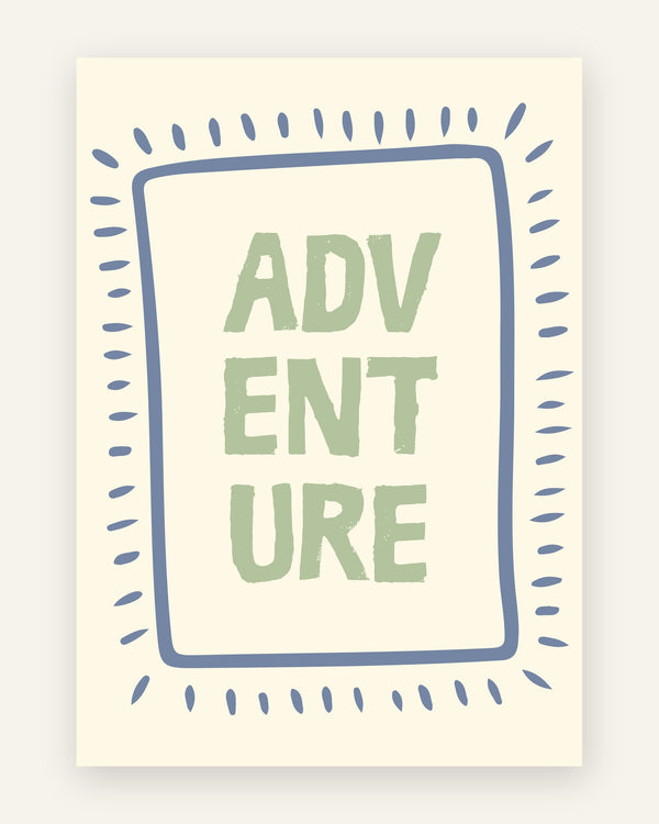 Børneplakat med adventure i grønne toner til børneværelset