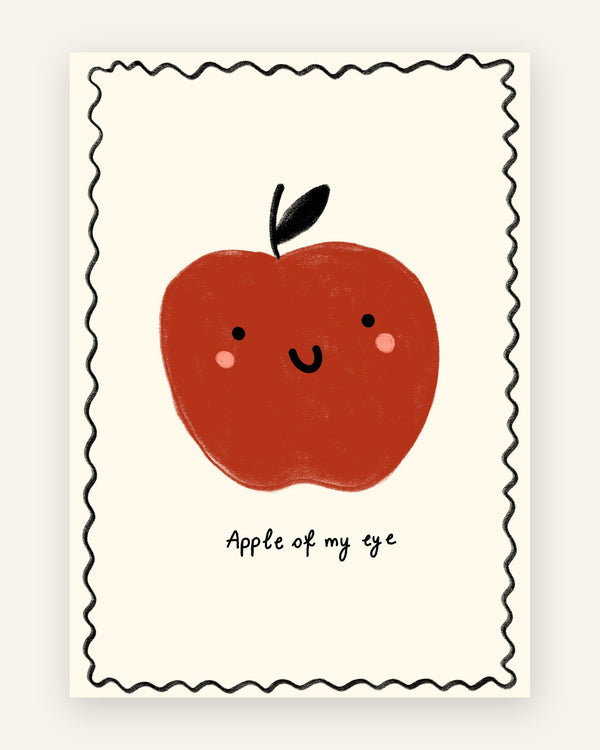 Børneplakat med apple of my eye i røde toner til børneværelset