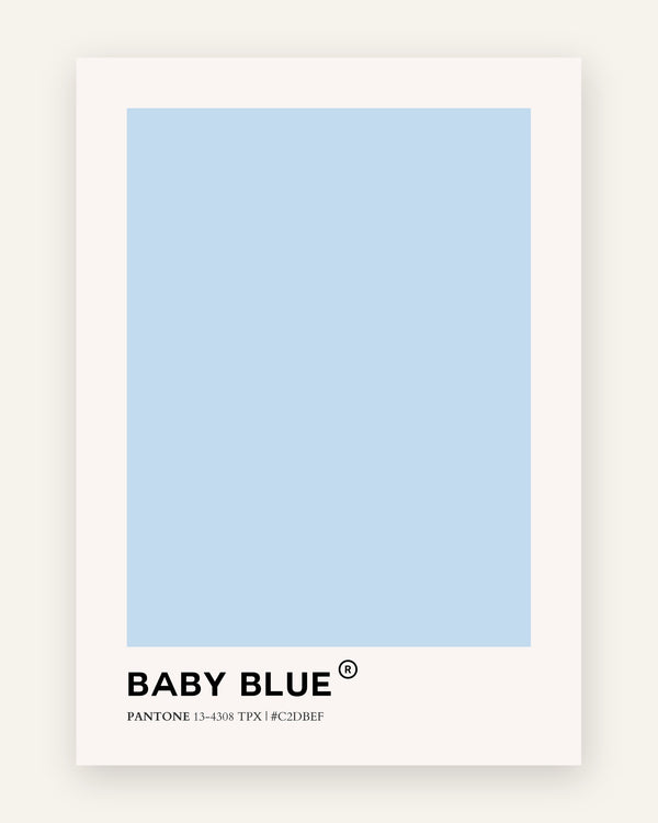 Børneplakat med baby blue pantone i blå toner til drengeværelset
