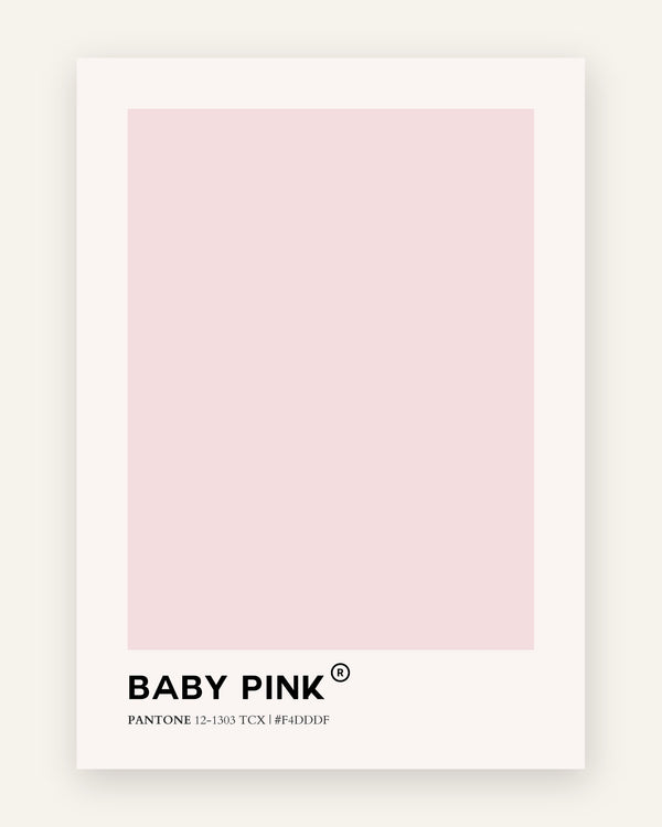 Børneplakat med baby pink pantone i lyserøde toner til pigeværelset