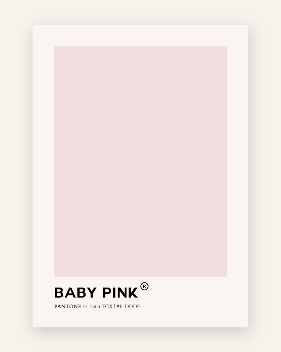 Børneplakat med baby pink pantone i lyserøde toner til pigeværelset