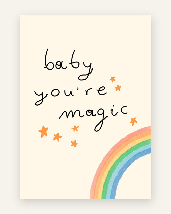 Børneplakat med baby you're magic i friske farver til børneværelset