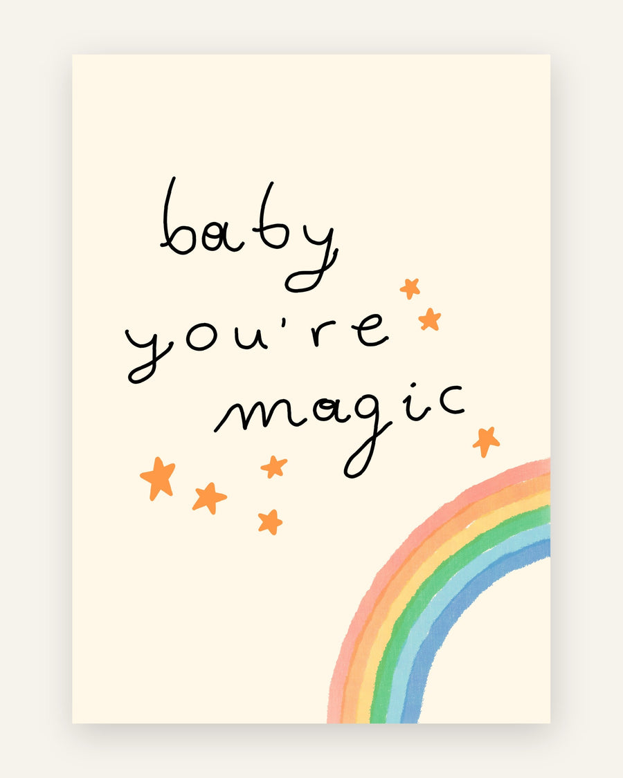 Børneplakat med baby you're magic i friske farver til børneværelset