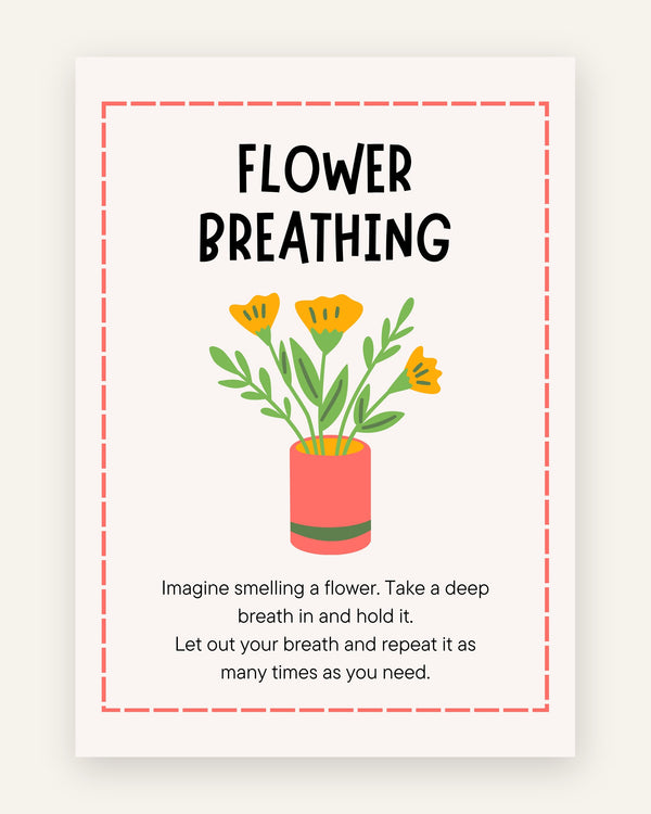 Børneplakat med blomster vejrtrækning i røde toner til børneværelset