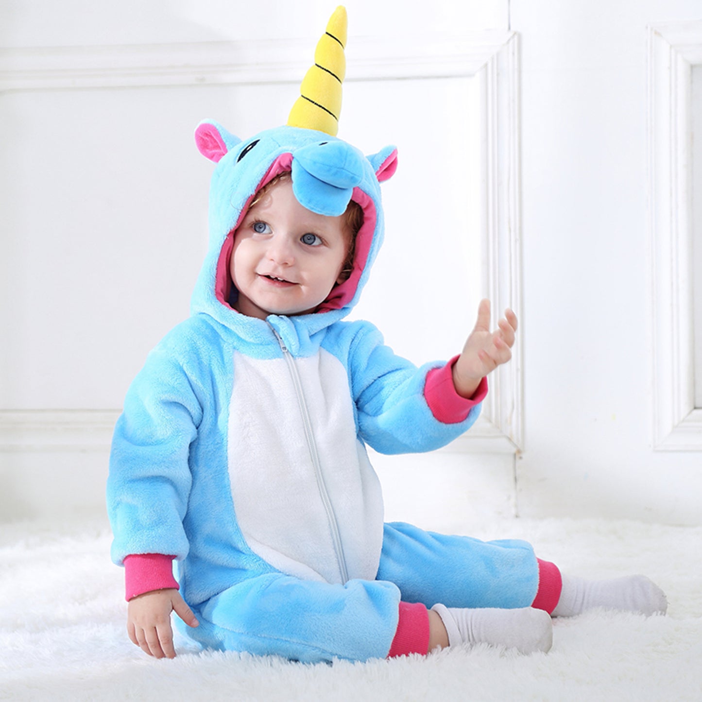 Lyseblå Enhjørning Kostume til Børn 0-6 år