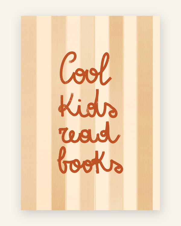 Børneplakat med cool kids read books i beige til børneværelset