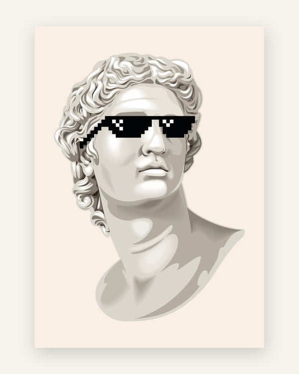 Børneplakat med cool statue i sort-hvid til børneværelset