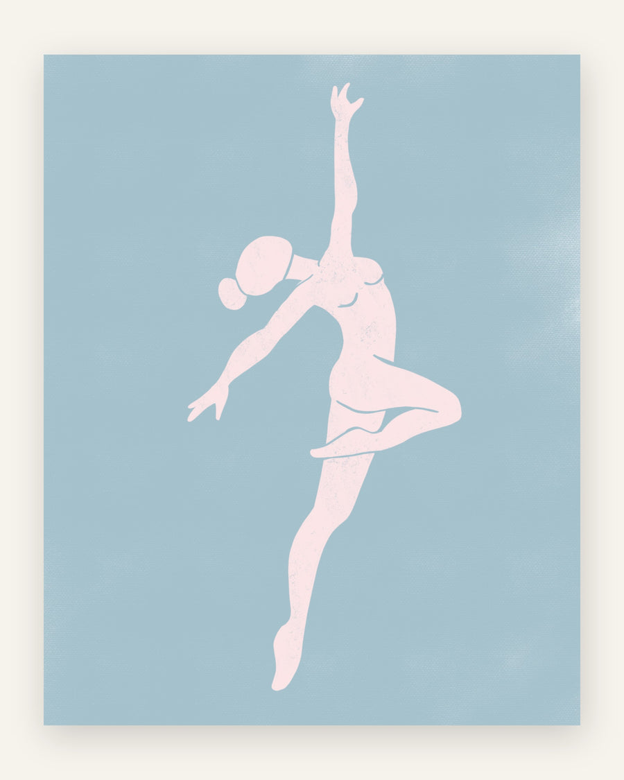 Børneplakat med dansende ballerina i lyserøde toner til pigeværelset