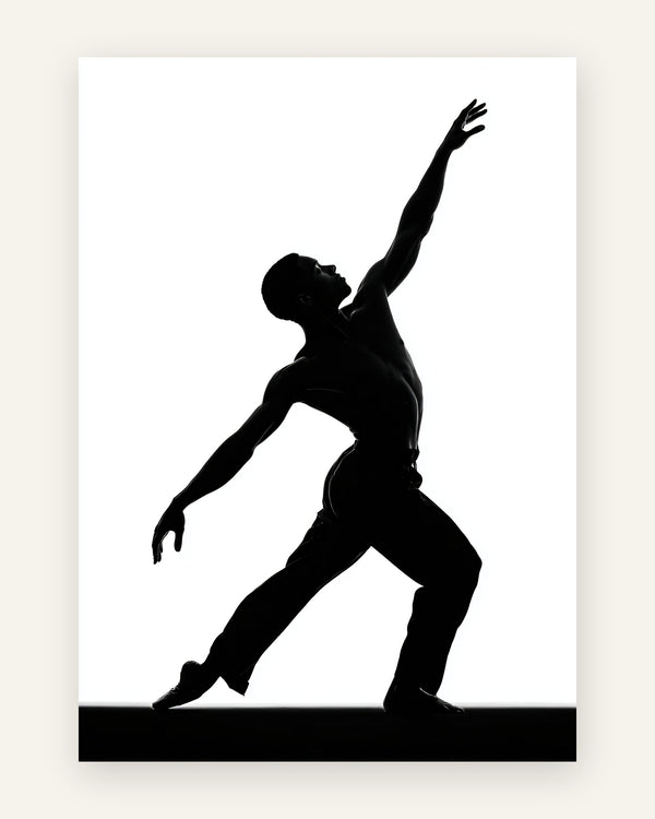 Plakat med danser i silhuet i sort-hvid