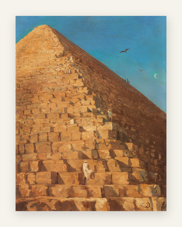 Plakat med den store pyramide i varme jordfarver