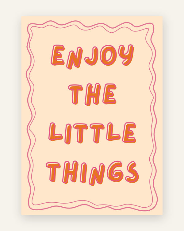 Børneplakat med enjoy the little things i orange toner til børneværelset