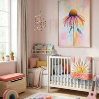 Pastelfarvet solhat plakat