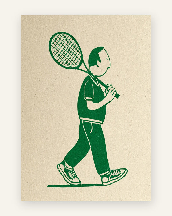 Børneplakat med gående tennisspiller til børneværelset
