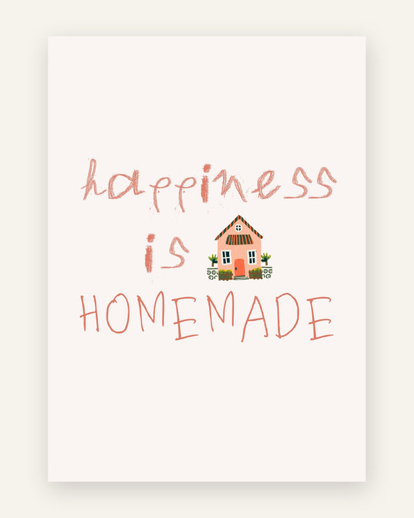 Børneplakat med happiness is homemade i terrakotta til børneværelset
