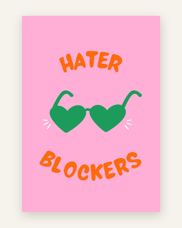 Børneplakat med hater blockers i lyserøde toner til pigeværelset