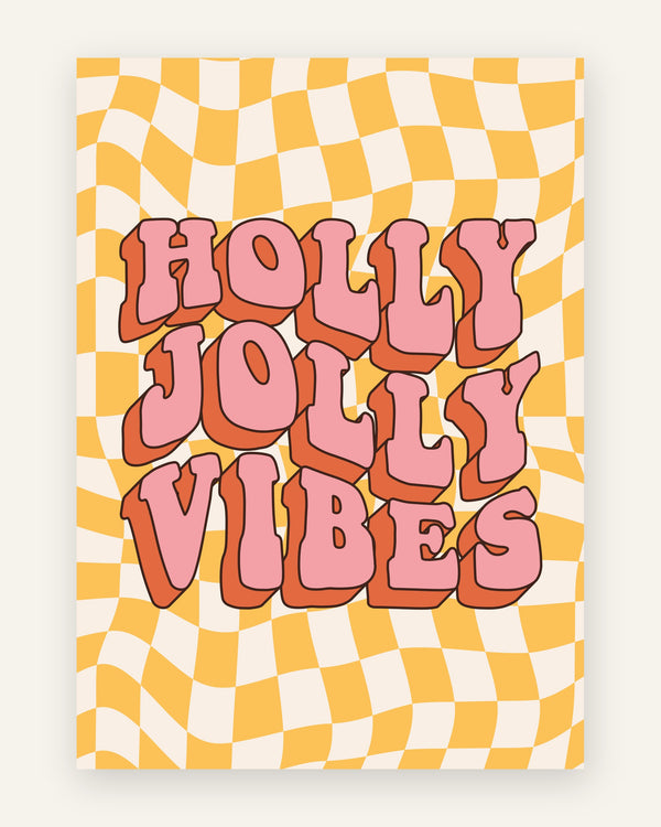 Børneplakat med holly jolly vibes i orange toner til børneværelset