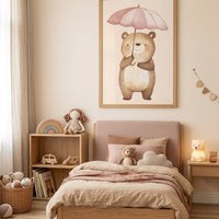 Teddy mit Regenschirm Poster