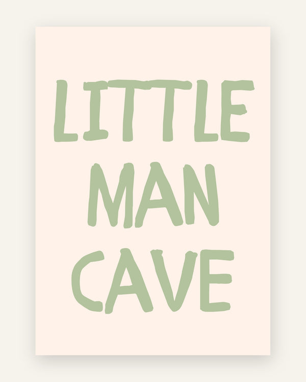 Børneplakat med little man cave i grønne toner til drengeværelset