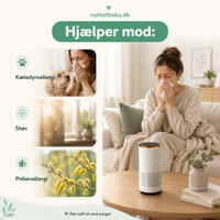 LullaAir Mini Luftrenser hjælper mod kæledyrsallergi støv og pollenallergi