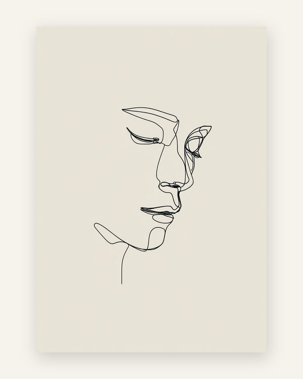 Børneplakat med minimalistisk ansigt i beige til børneværelset