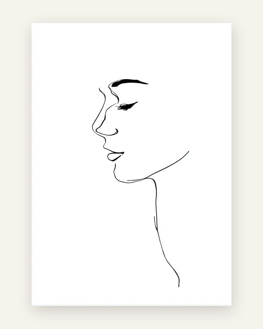 Børneplakat med minimalistisk profil i sort-hvid til børneværelset